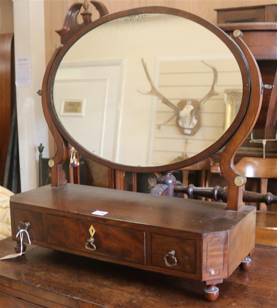 A Regency mahogany toilet mirror, W.63cm